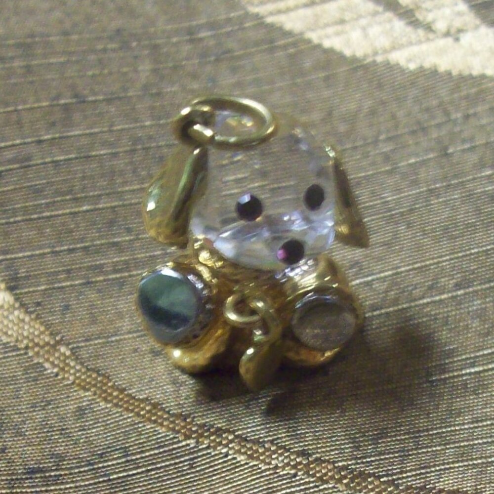 Tiny Crystal Puppy Dog Charm